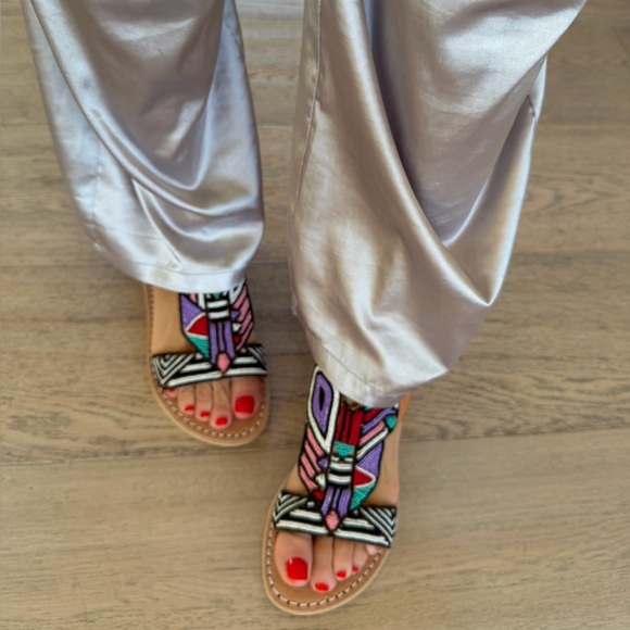 Anthropologie laidback London Rift Flat Light Brown Leather Tribal LOVE❤️ - Picture 4 of 11